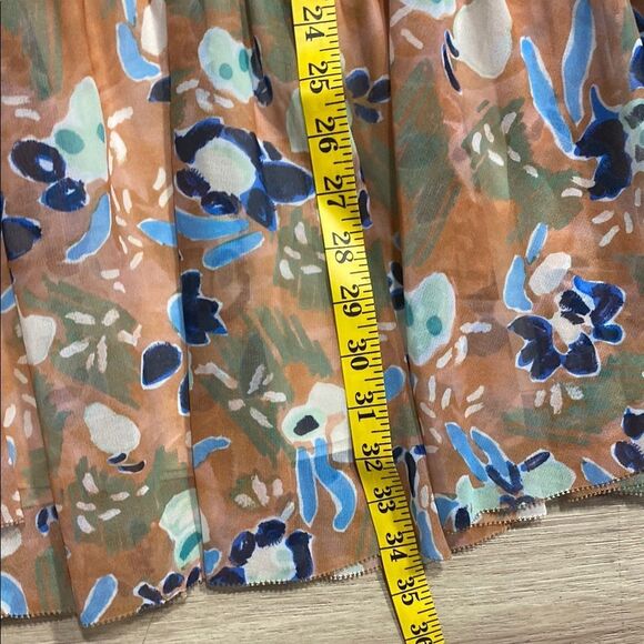 Wilfred Twirl Pleated Midi Skirt Size M Recycled Chiffon Floral High Waist - Picture 8 of 9